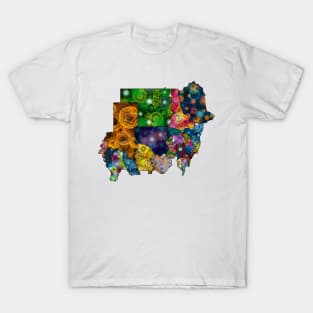 Spirograph Patterned Sudan States Map T-Shirt